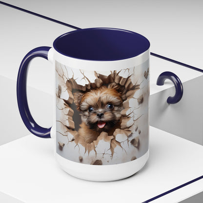 Puppy Breaking Through Accent Coffee Mug — Cute Dog 11/15oz Gift