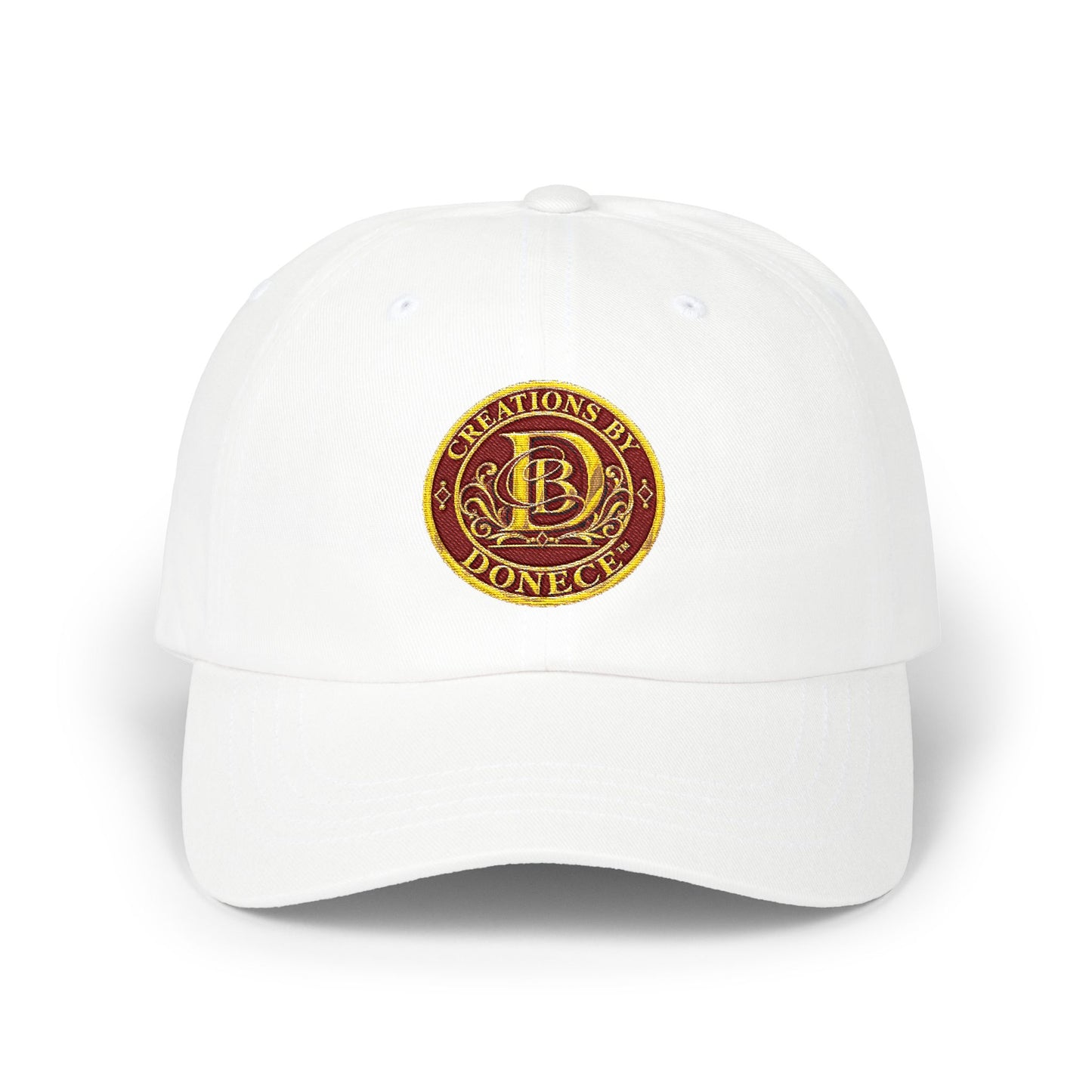 Embroidered Crest Dad Cap — Vintage Seal Monogram Baseball Hat