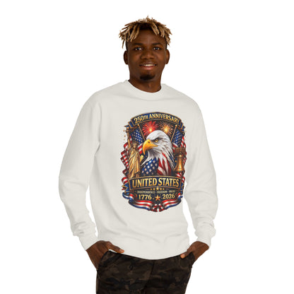 250th Anniversary United States Crewneck Sweatshirt — Eagle & American Flag 1776–2026