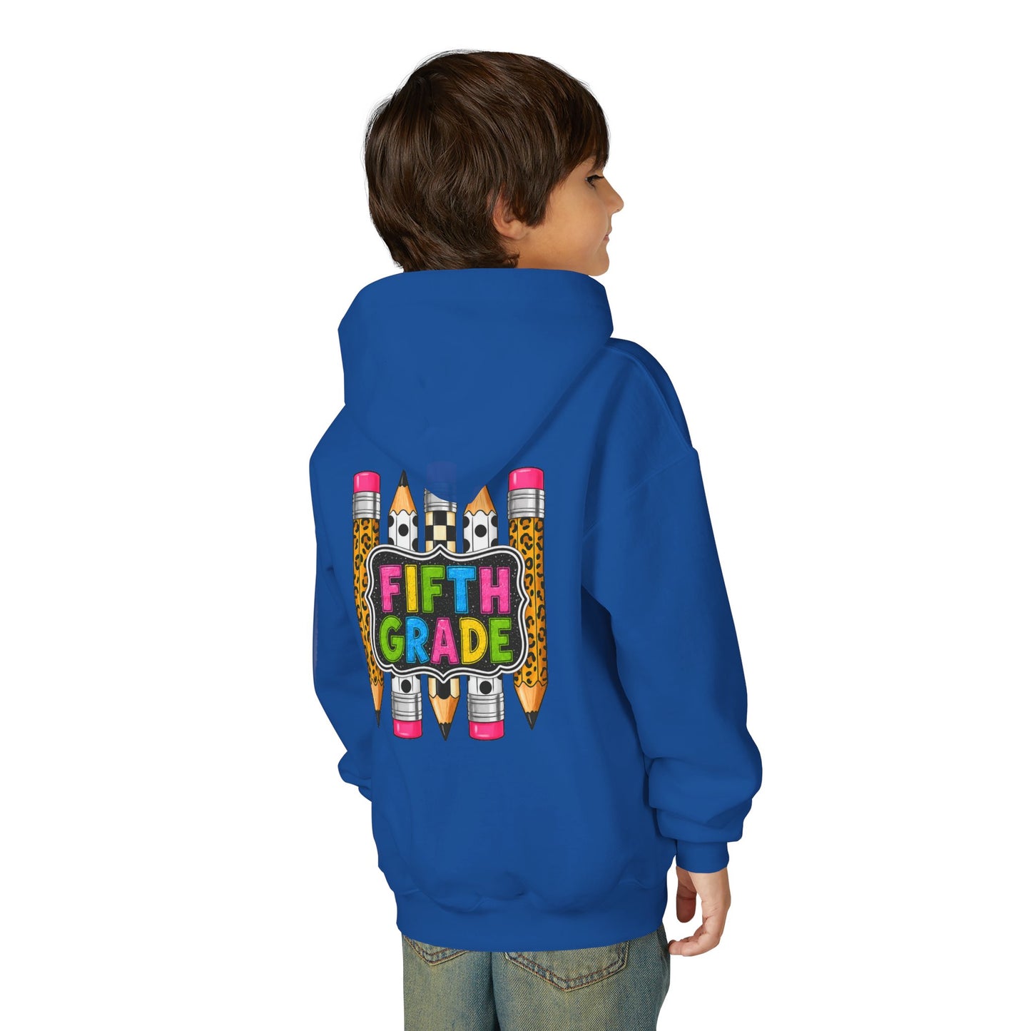 Fifth Grade Kids Hoodie — Colorful Pencil Back‑to‑School Sweatshirt for Students