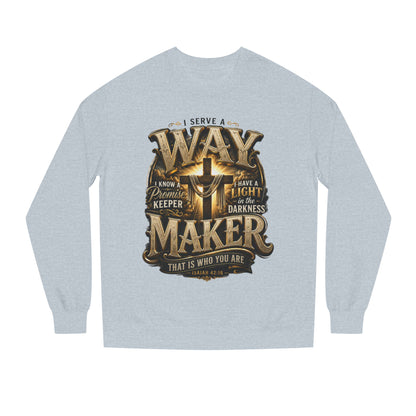 Way Maker Christian Sweatshirt — 'I Serve a Way Maker' Inspirational Crewneck