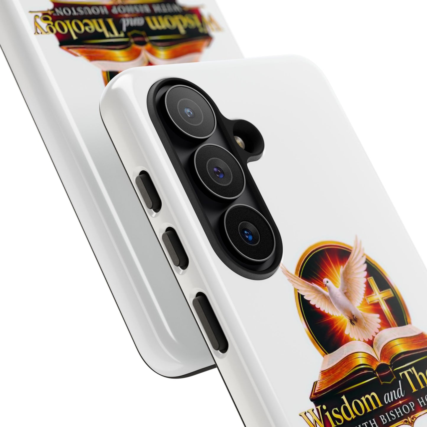 Wisdom and Theology Phone Case — Christian Dove & Cross Protective Tough Case