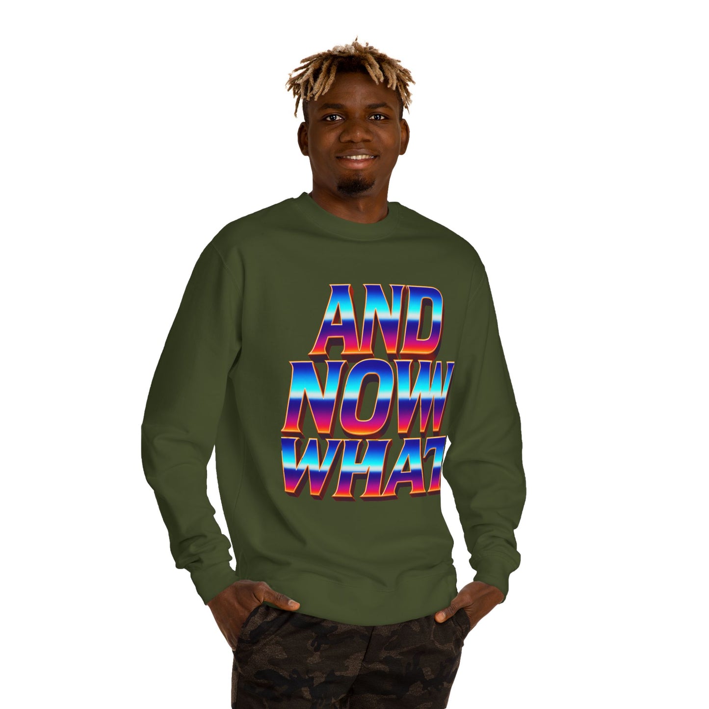 And Now What Sweatshirt — Retro Gradient Statement Crewneck