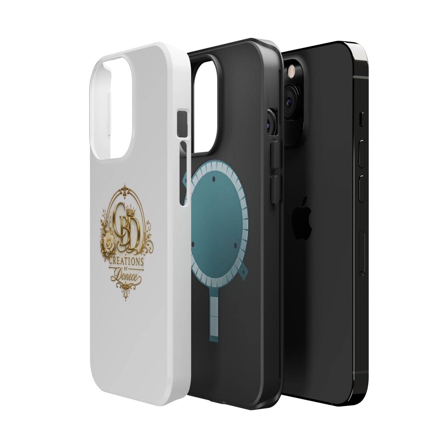 Magnetic Impact-Resistant Phone Case — Gold Floral Crest Logo