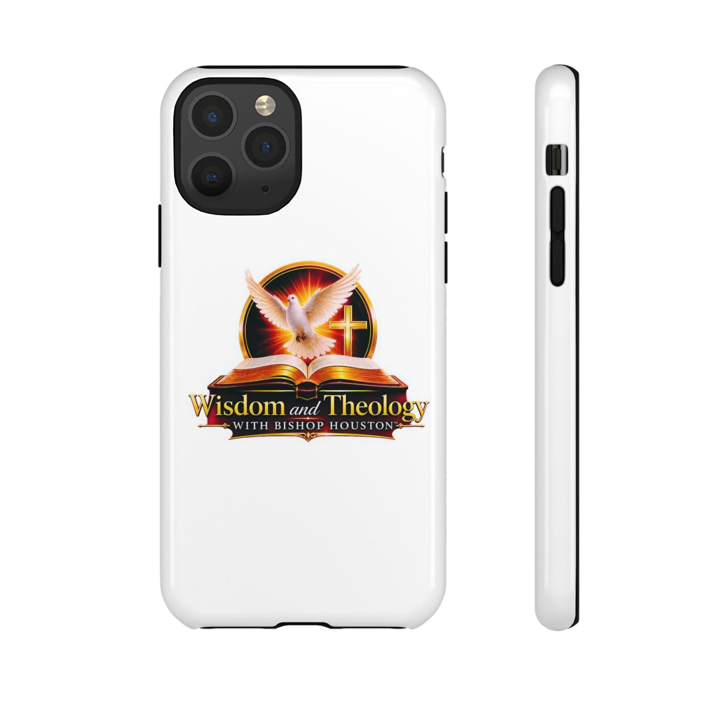 Wisdom and Theology Phone Case — Christian Dove & Cross Protective Tough Case