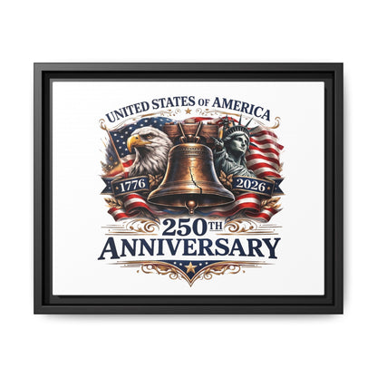 250th Anniversary Framed Canvas - United States of America Patriotic Liberty Bell Print