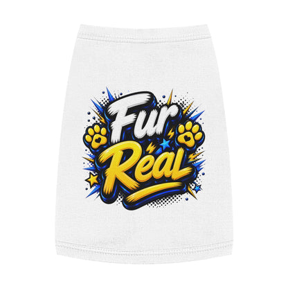 Pet Tank Top - "Fur Real" Graphic Dog & Cat Shirt, Funny Paw Print Pet Tee for Small Dogs & Cats