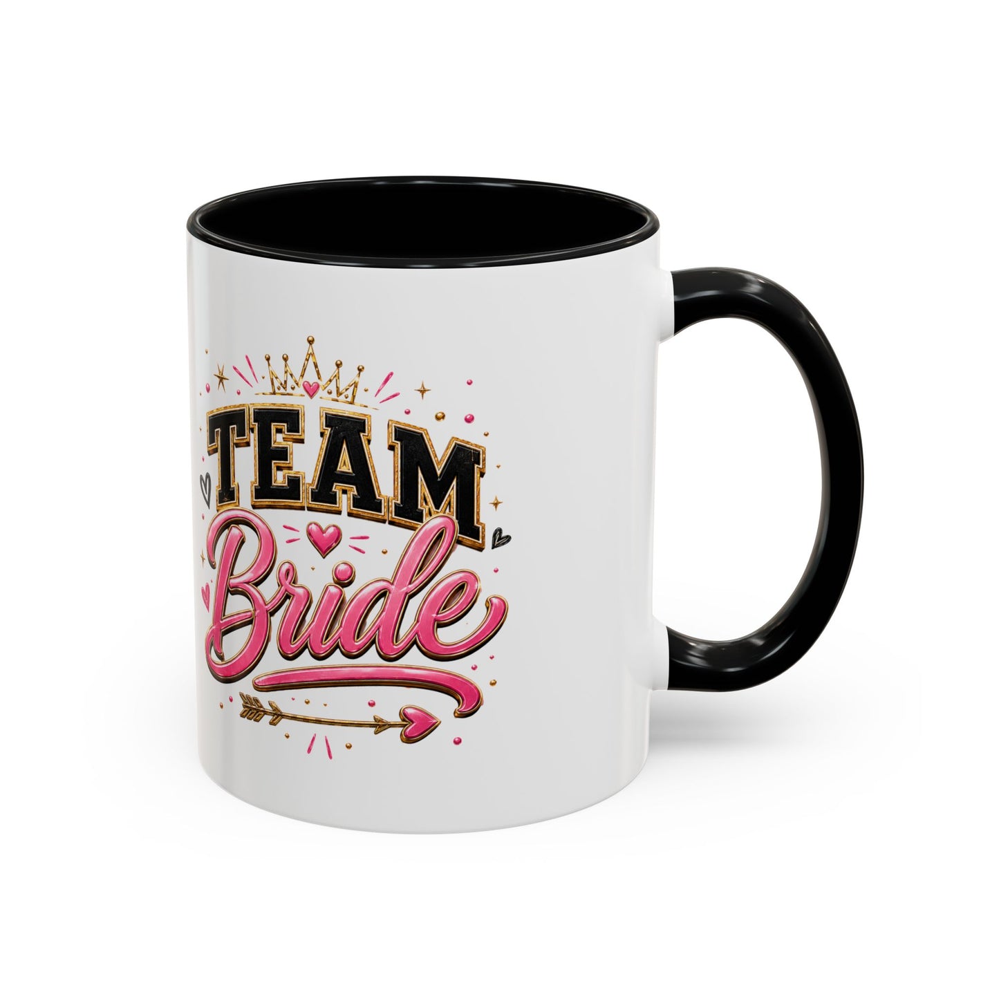Team Bride Accent Coffee Mug — Pink & Gold Bachelorette Bridal Shower Gift (11/15 oz)