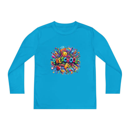 Youth Preschool Long Sleeve Tee - Colorful School Supplies Design