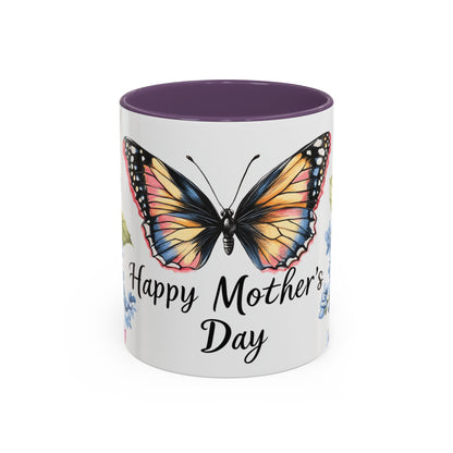 Mother's Day Butterfly Floral Coffee Mug – "Happy Mother's Day" Accent Mug (11/15 oz)