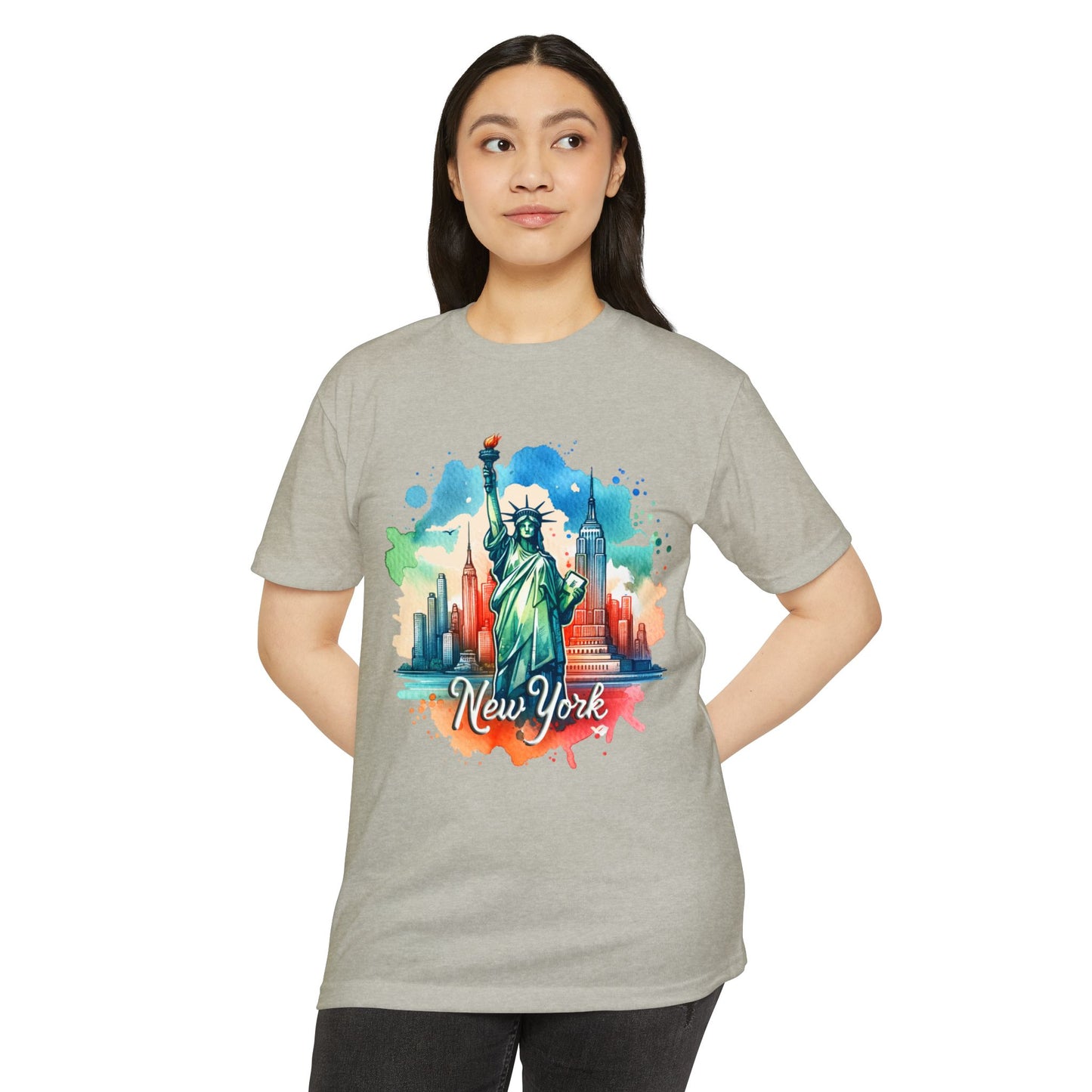 New York Watercolor Statue of Liberty T-Shirt