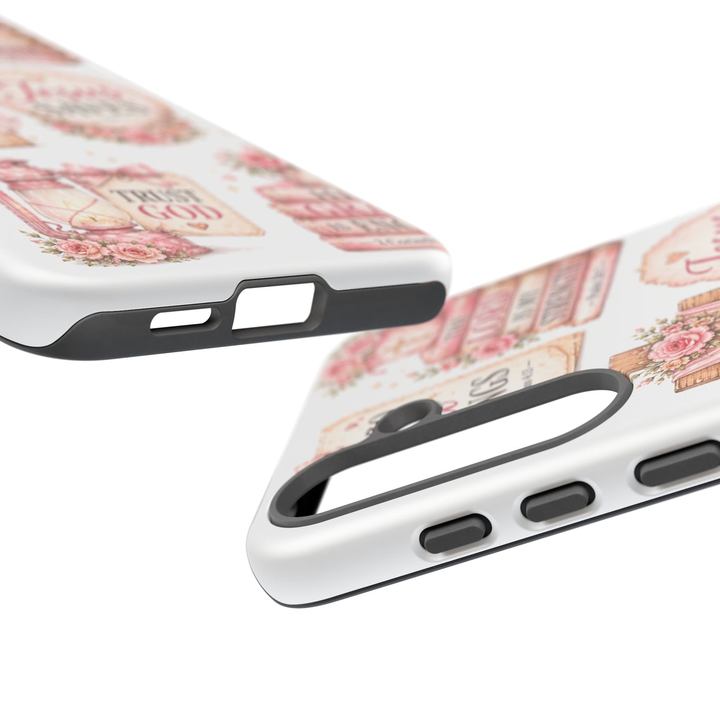 Christian Phone Case — Jesus Saves Floral Tough Case with 'God Is Within Her' & 'Trust God' Design