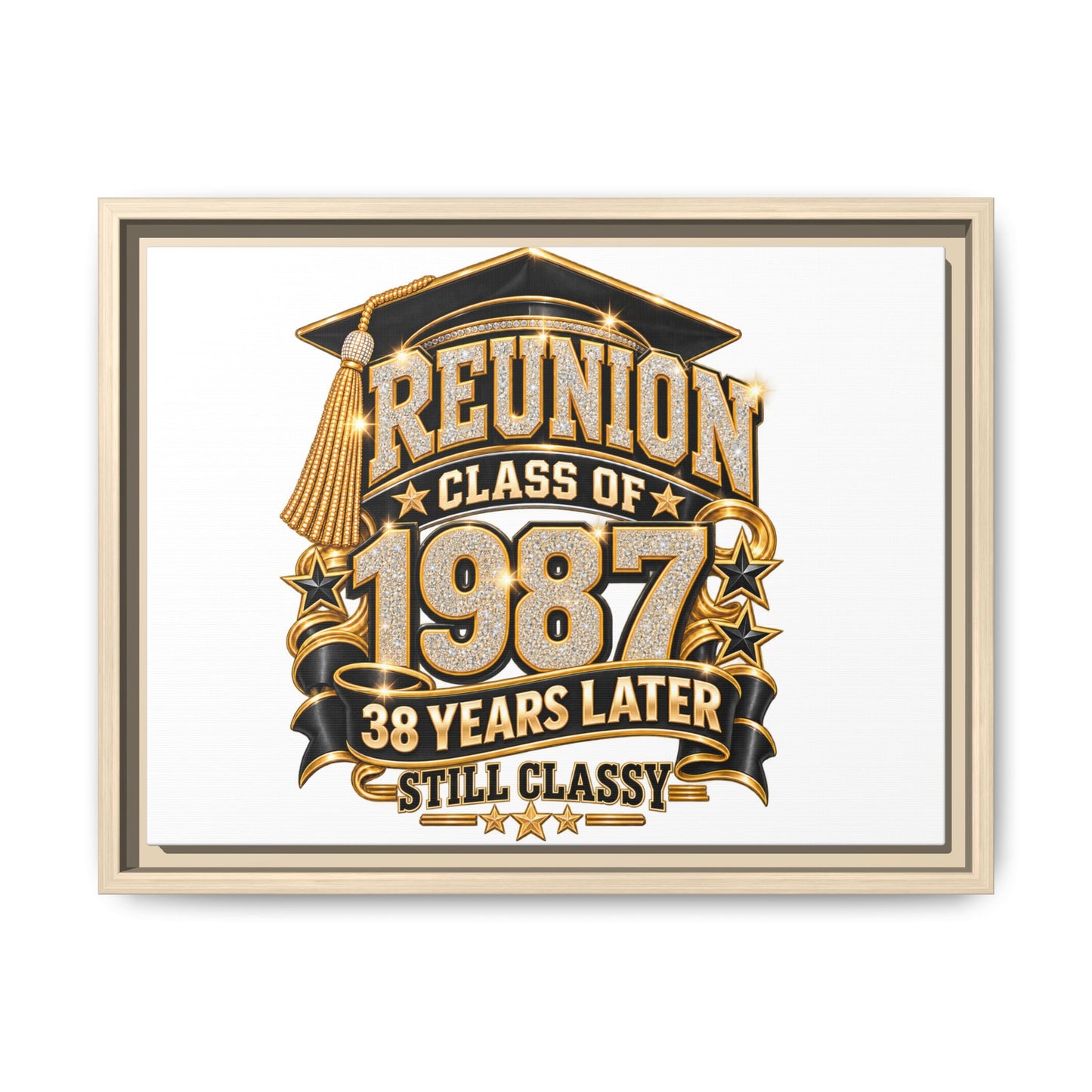 Class of 1987 Reunion Canvas Print — "38 Years Later Still Classy" Framed Art