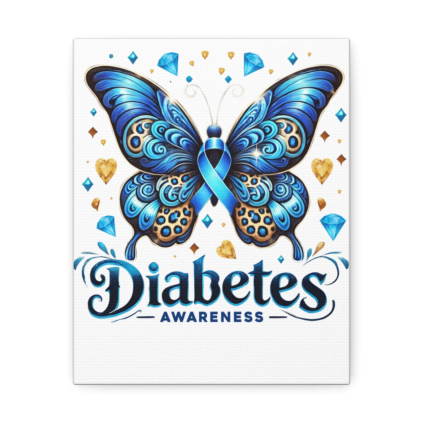 Diabetes Awareness Butterfly Stretched Canvas