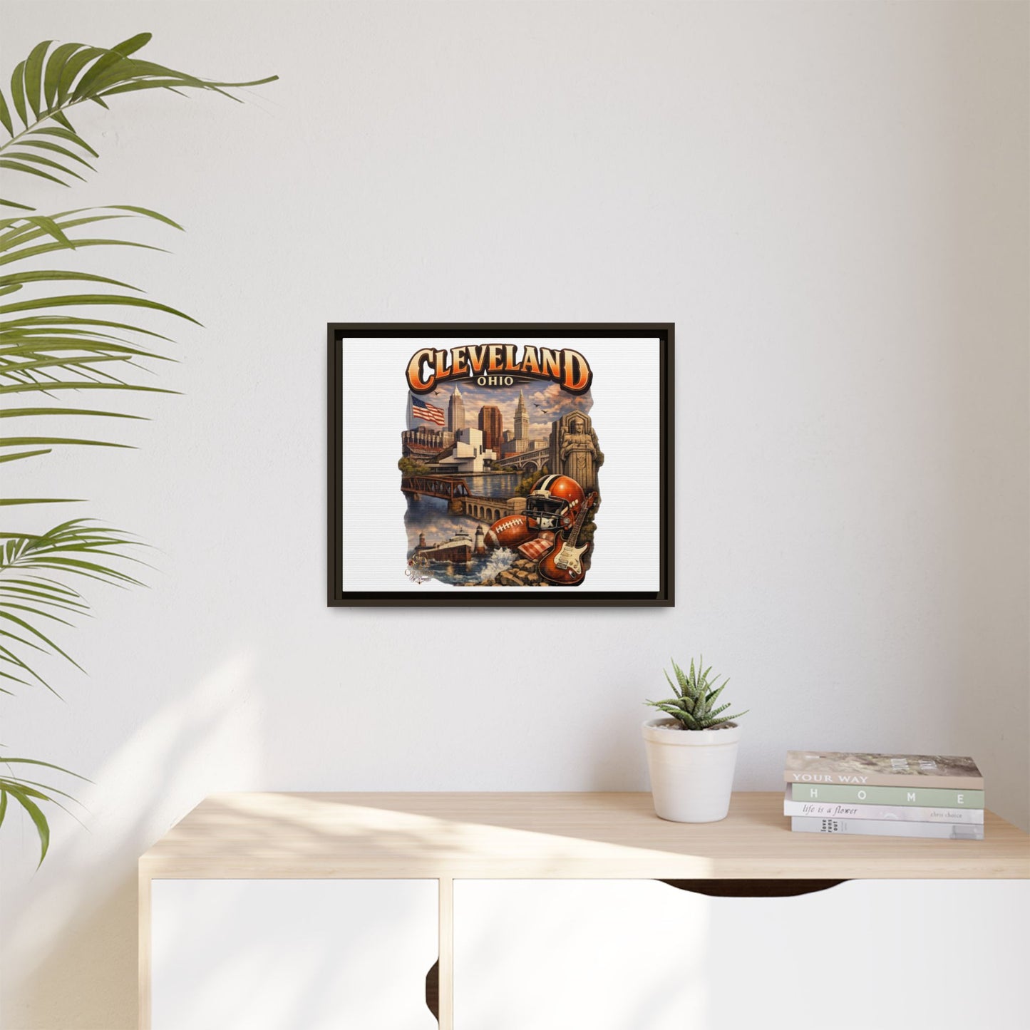 Cleveland Ohio Collage Framed Canvas Print