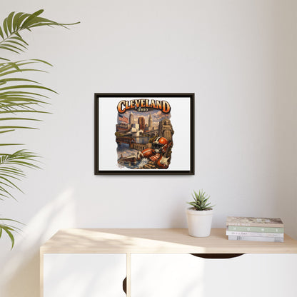 Cleveland Ohio Collage Framed Canvas Print
