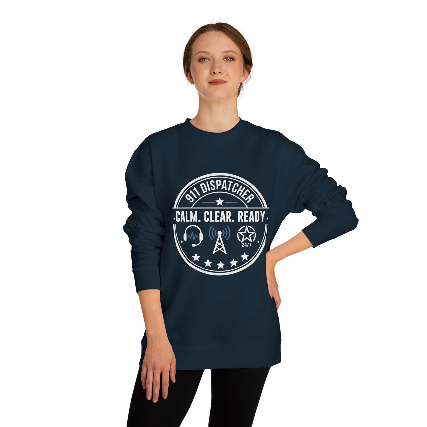 911 Dispatcher Sweatshirt - "Calm. Clear. Ready." Crewneck for Emergency Dispatchers