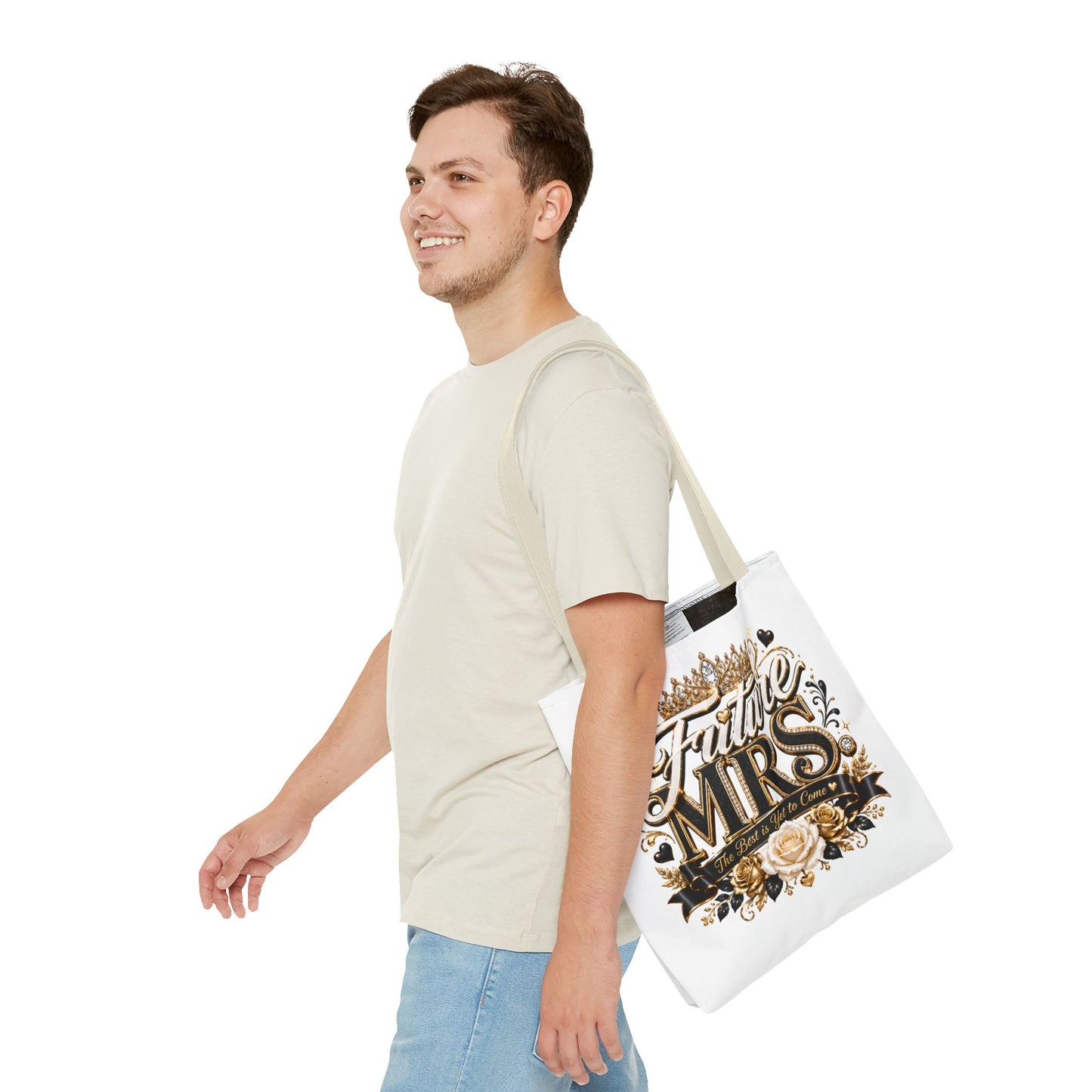 Future Mrs. Tote Bag — Bridal Bachelorette Gift Bag with Gold Crown Design