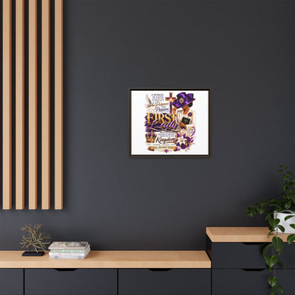 First Lady Faith Wall Art — Framed Matte Canvas (Purple & Gold)