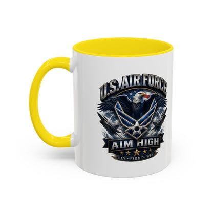 U.S. Air Force Accent Coffee Mug — Aim High Eagle Design (11/15 oz)