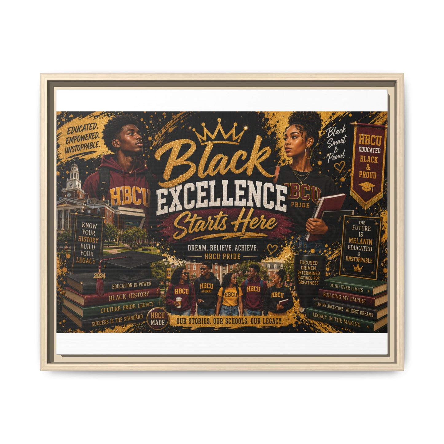 Black Excellence Starts Here Framed Canvas