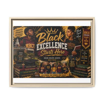 Black Excellence Starts Here Framed Canvas