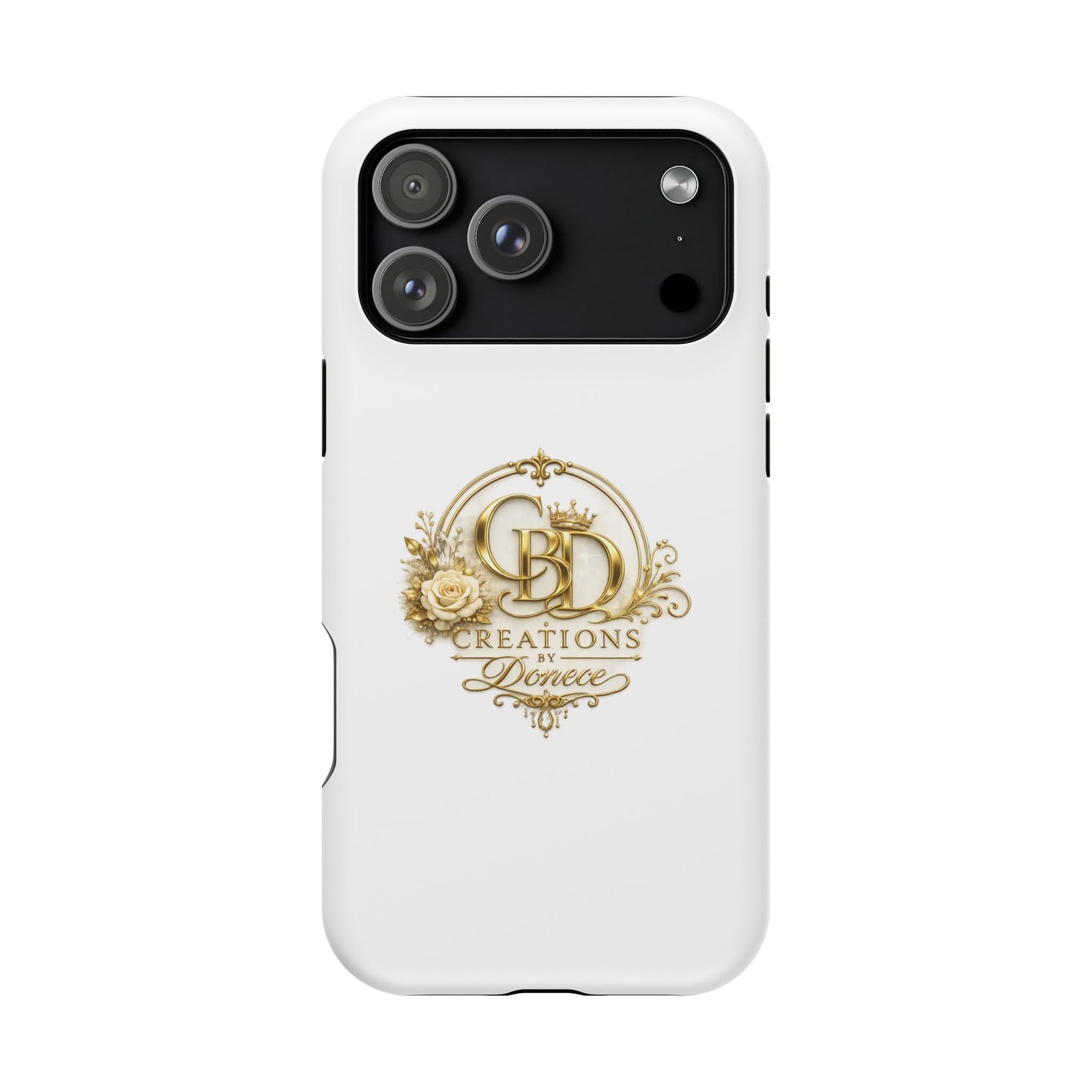 Magnetic Impact-Resistant Phone Case — Gold Floral Crest Logo