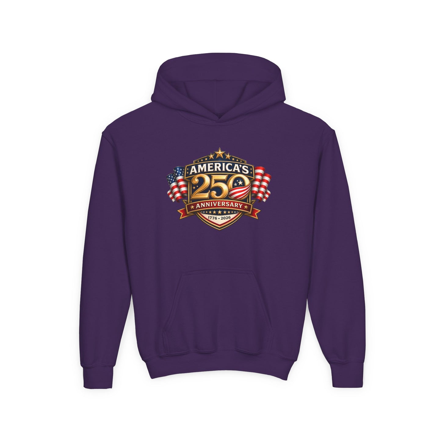 Youth Hoodie — "America's 250th Anniversary" Patriotic 1776-2026 Celebration Design