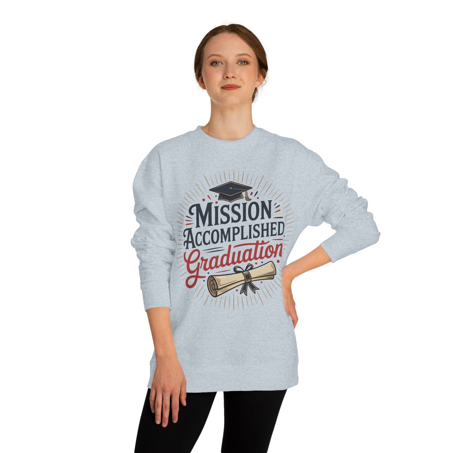 Graduation Sweatshirt "Mission Accomplished" - Grad Cap & Diploma Pullover