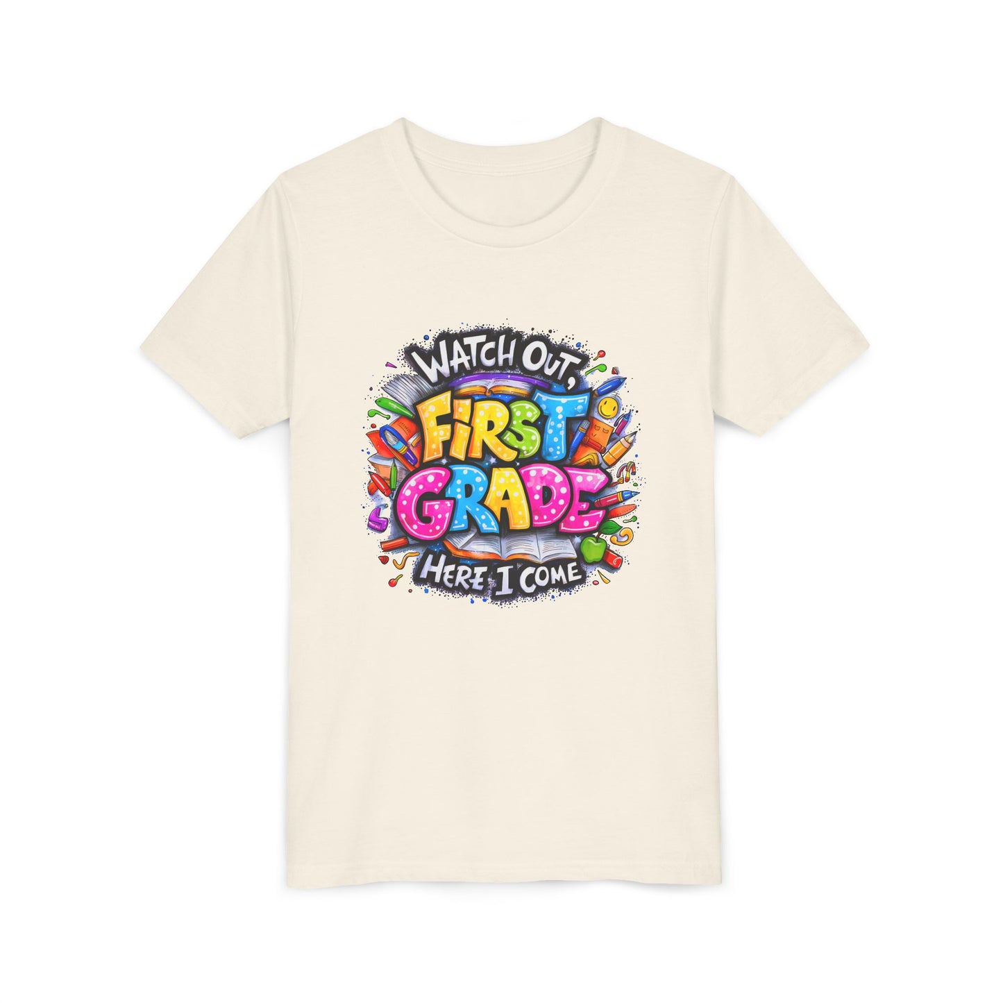 First Grade T-Shirt - "Watch Out First Grade Here I Come" Back-to-School Youth Tee