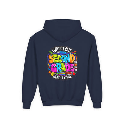 Second Grade Kids' Hoodie - "Watch Out Second Grade Here I Come" Back-to-School Sweatshirt