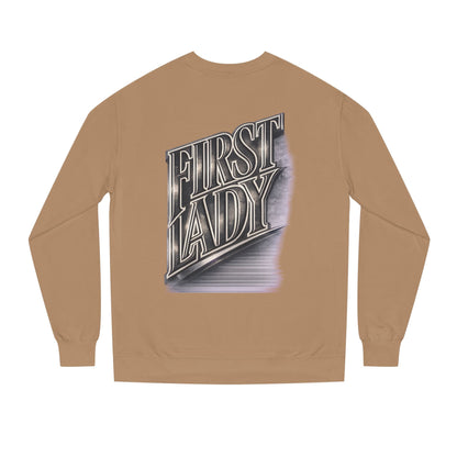 First Lady Graphic Sweatshirt — Retro Metallic Typography Crewneck