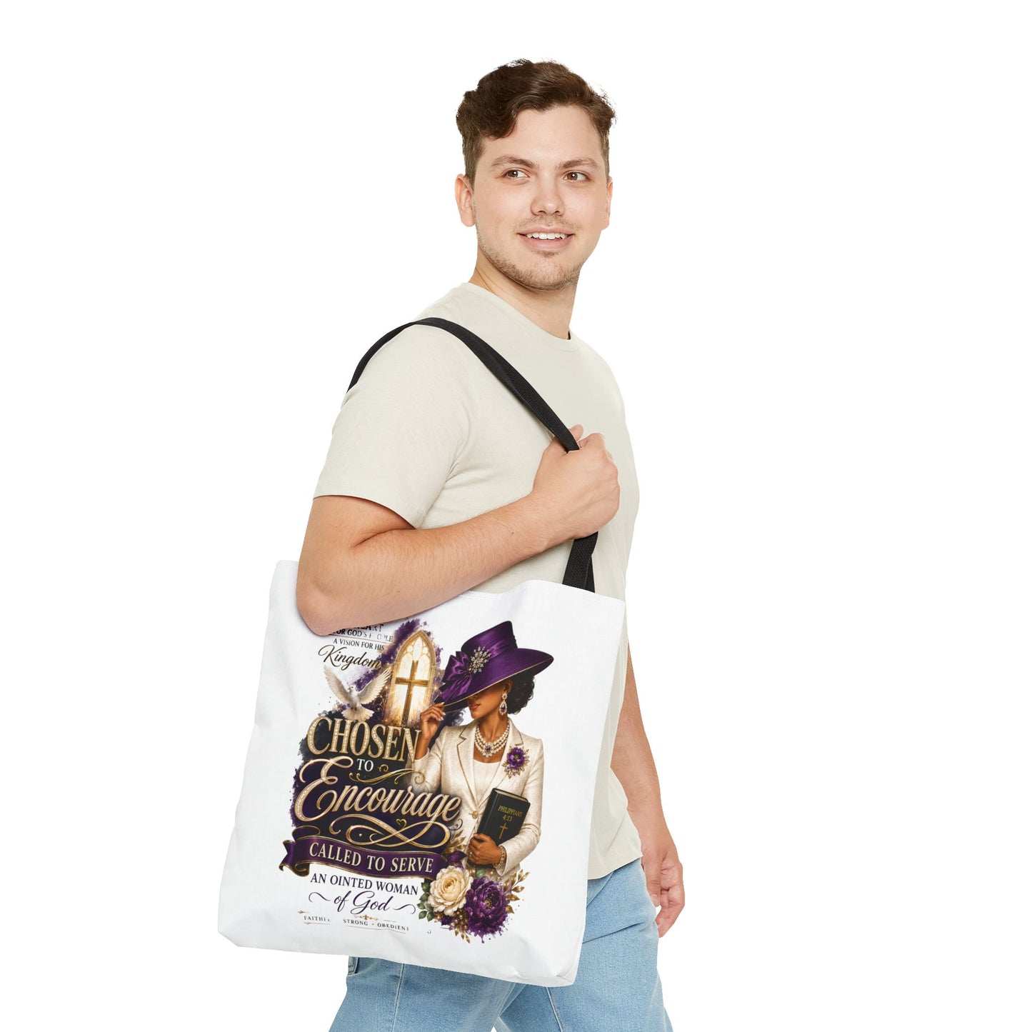 Christian Encourager Tote Bag — "Chosen to Encourage" Design