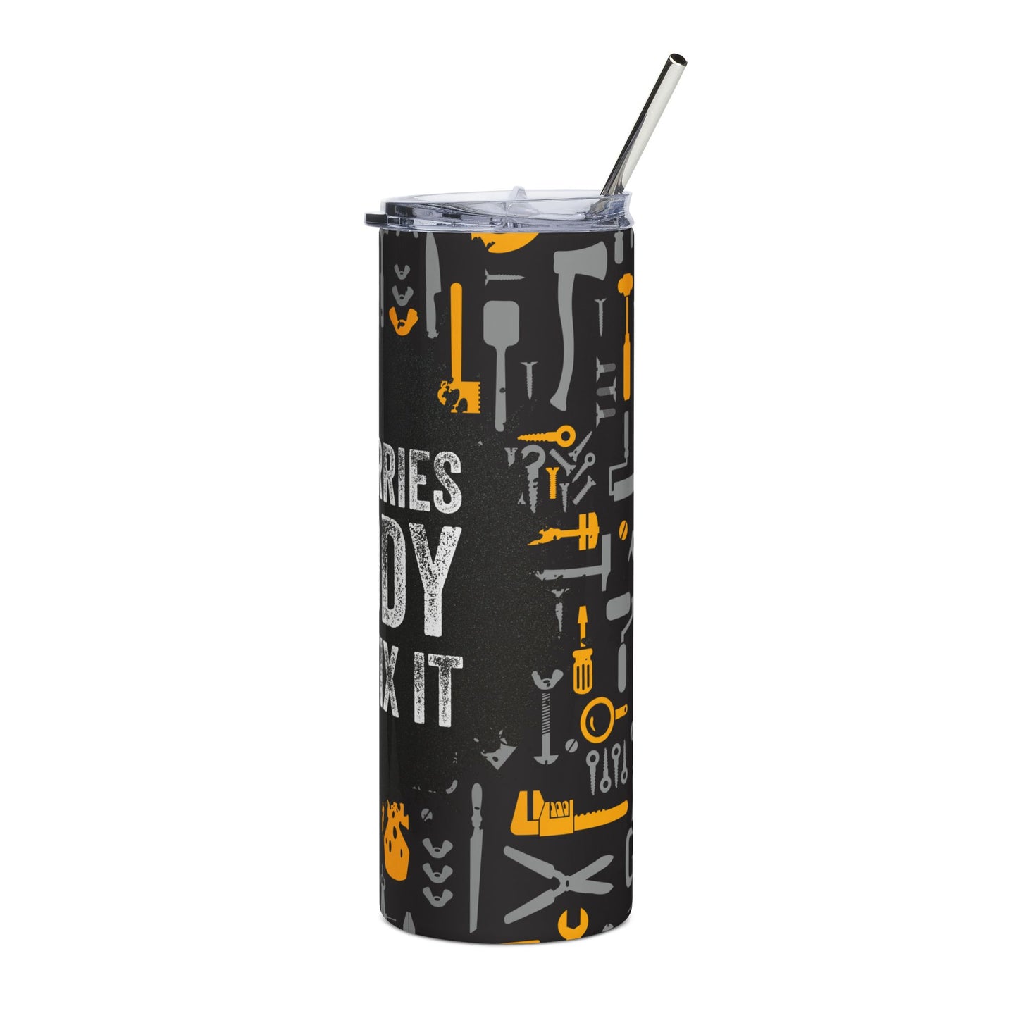 20oz Stainless Tumbler — “No Worries Daddy Can Fix It” Tool-Pattern Travel Cup