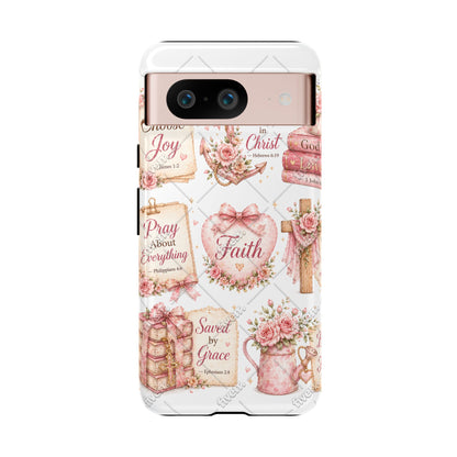 Faith Floral Phone Case – Christian Inspirational Scripture iPhone Cover (Choose Joy, Pray, Faith)