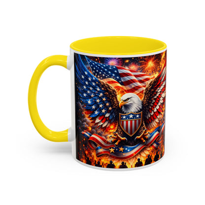 Patriotic Eagle Coffee Mug — American Flag Bald Eagle Accent Mug (11/15oz)