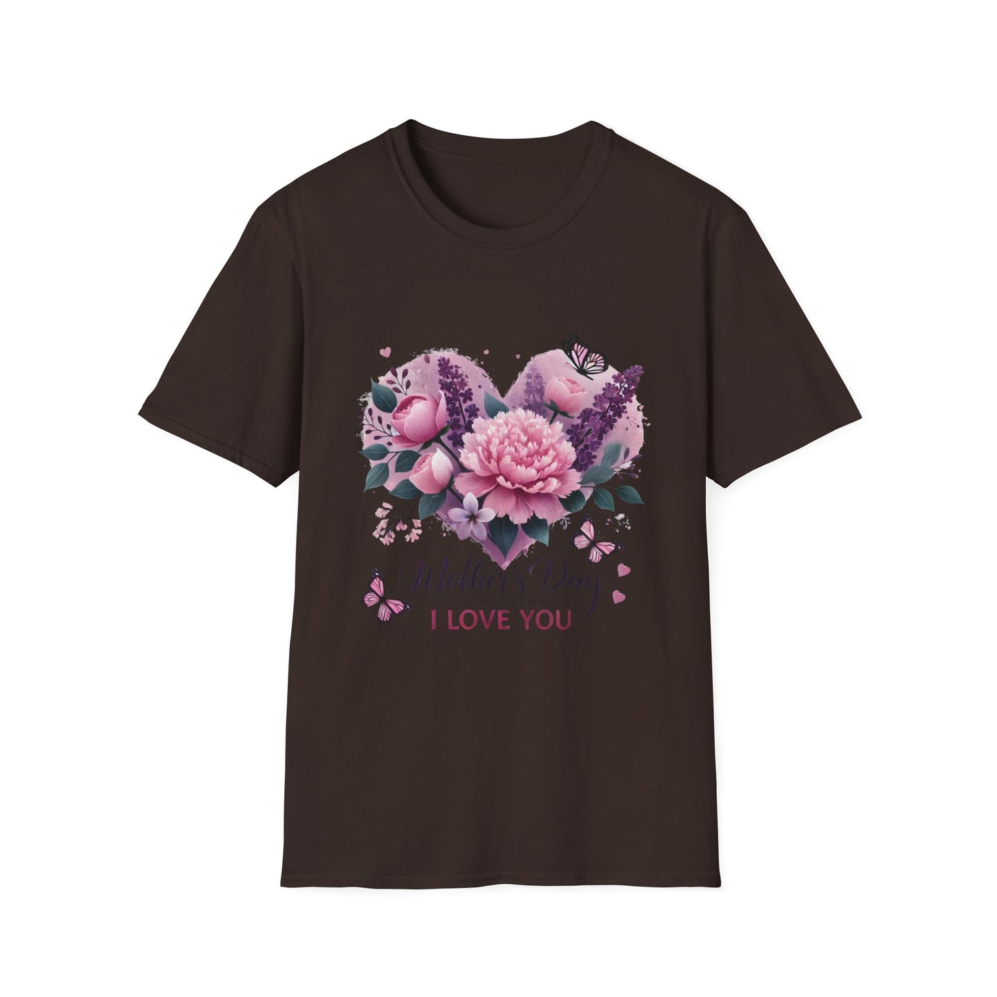 Mother's Day Floral T-Shirt — "Mother's Day I Love You" Heart Bouquet