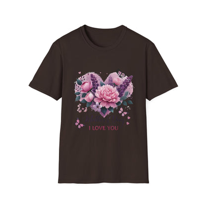 Mother's Day Floral T-Shirt — "Mother's Day I Love You" Heart Bouquet