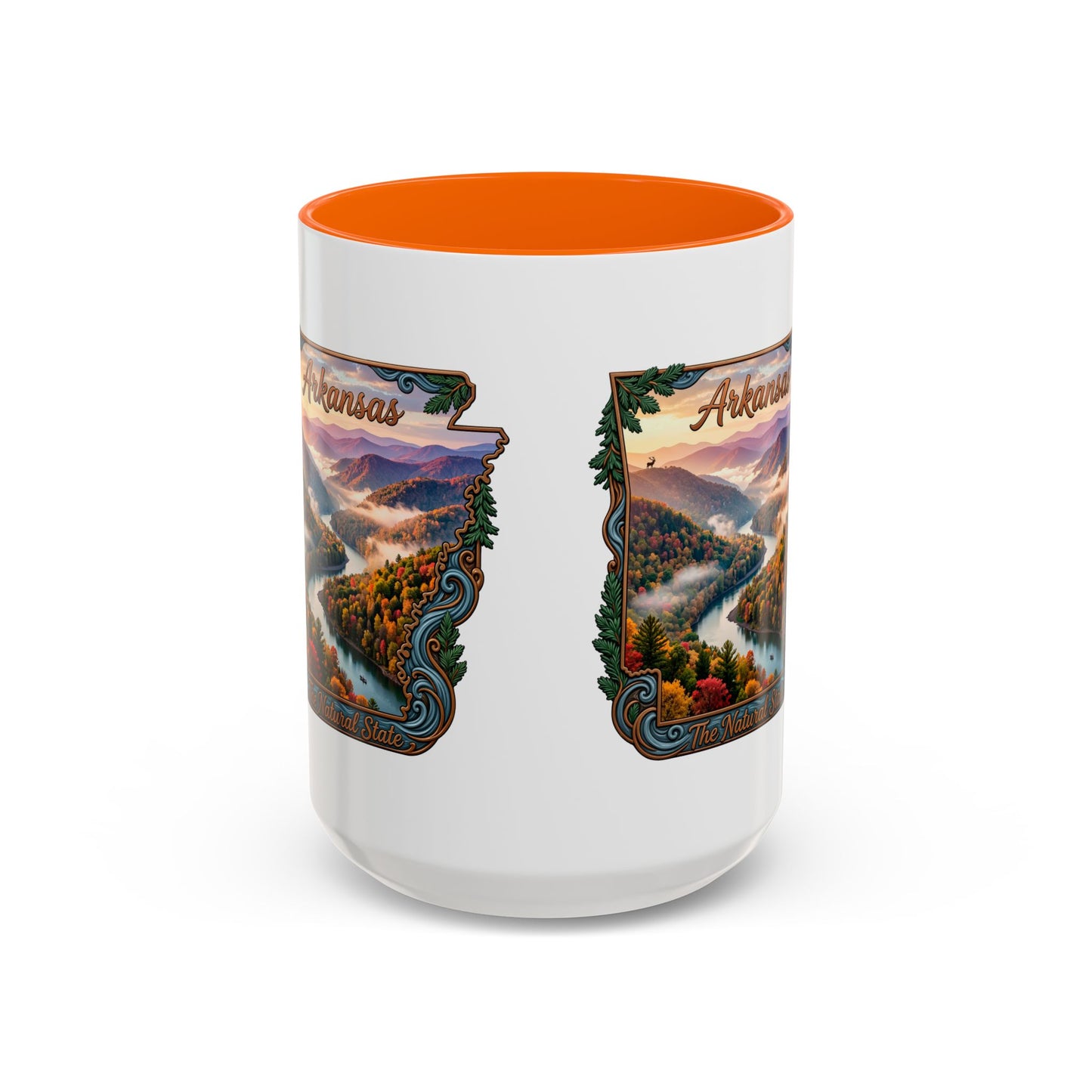 Arkansas Scenic Coffee Mug — Vintage State Map River Landscape (11/15 oz)