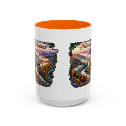Arkansas Scenic Coffee Mug — Vintage State Map River Landscape (11/15 oz)