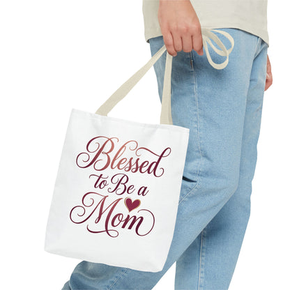 Blessed to Be a Mom Tote Bag – Mother's Day Floral Script Gift