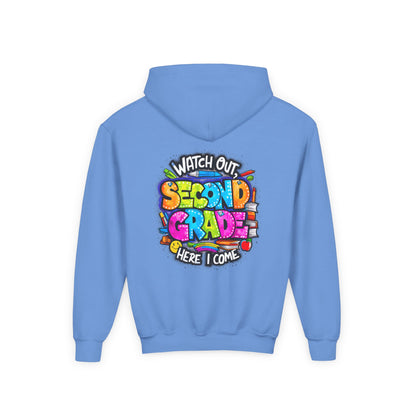 Second Grade Kids' Hoodie - "Watch Out Second Grade Here I Come" Back-to-School Sweatshirt