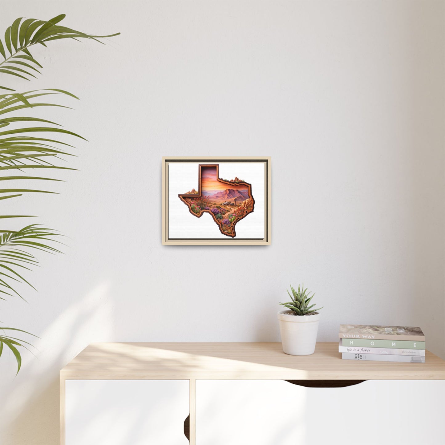 Framed Texas Landscape Matte Canvas — Desert Sunset State Art Print