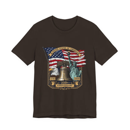 Liberty 250th Anniversary T-Shirt — American Flag, Liberty Bell & Statue of Liberty Tee