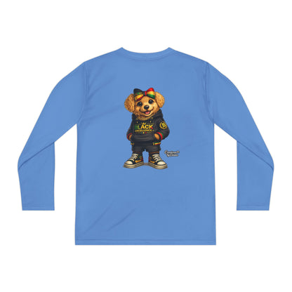 Youth Long Sleeve Tee — Trendy Bear Graphic "Black Excellence"