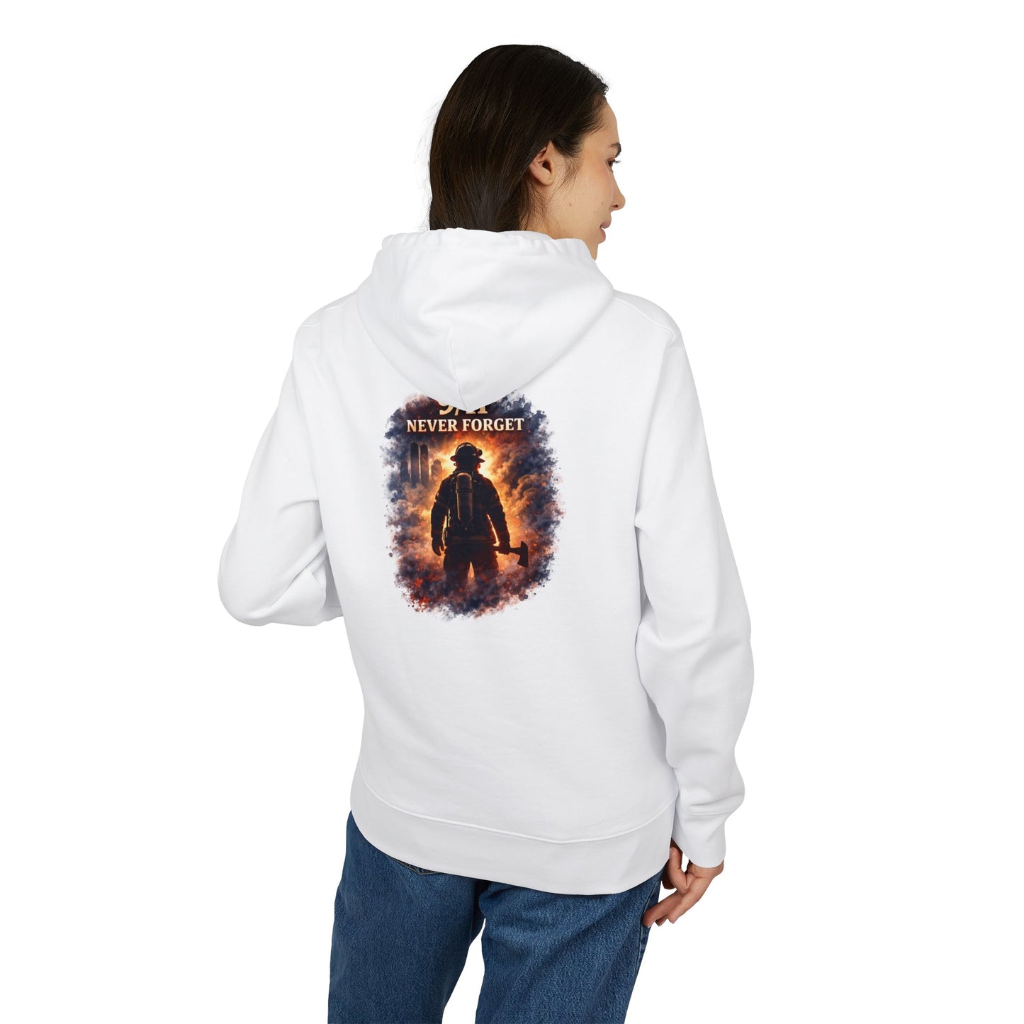 9/11 Never Forget Hoodie — Firefighter Tribute Pullover