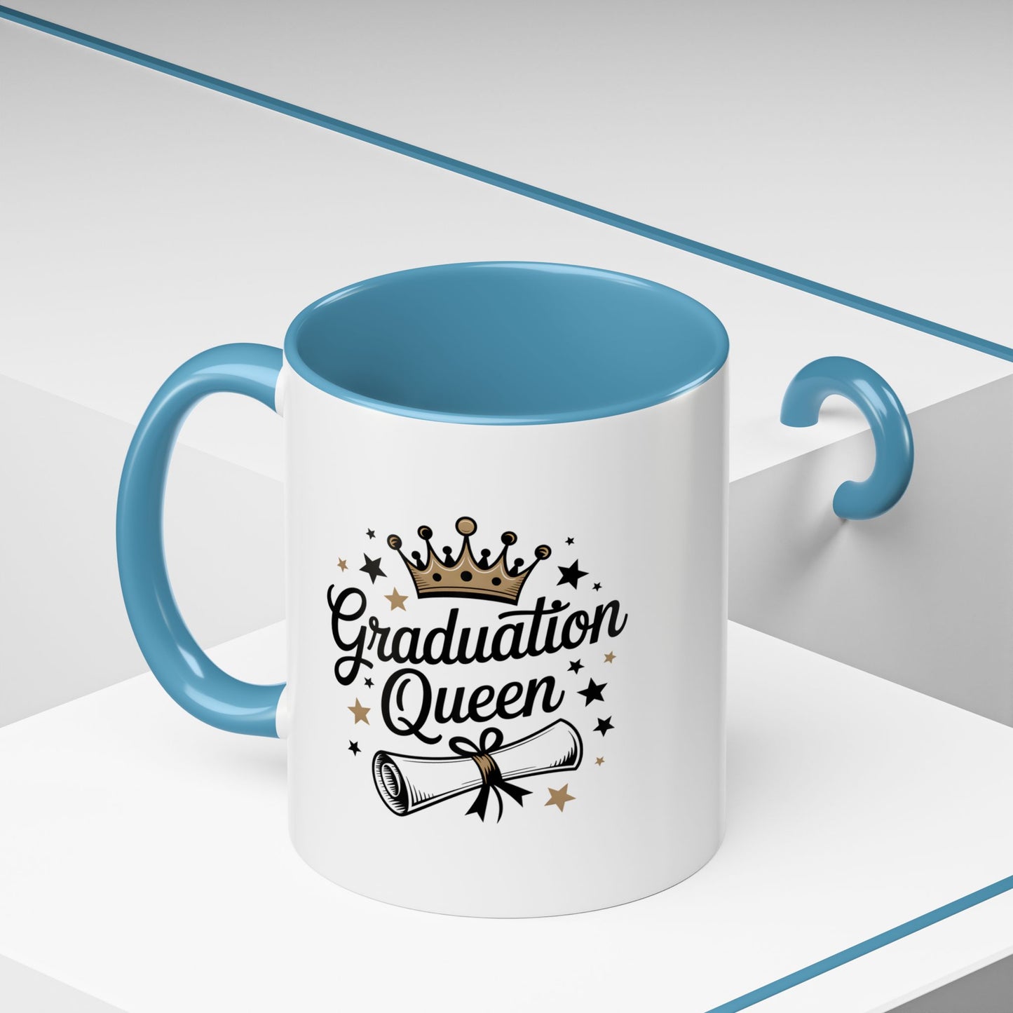 Graduation Queen Accent Coffee Mug — 11/15oz Ceramic Gift with Crown & Diploma Design