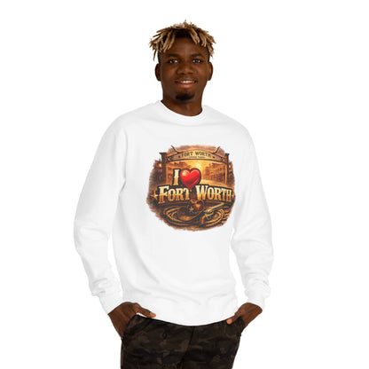 I Heart Fort Worth Crewneck Sweatshirt — Vintage Texas City Pride
