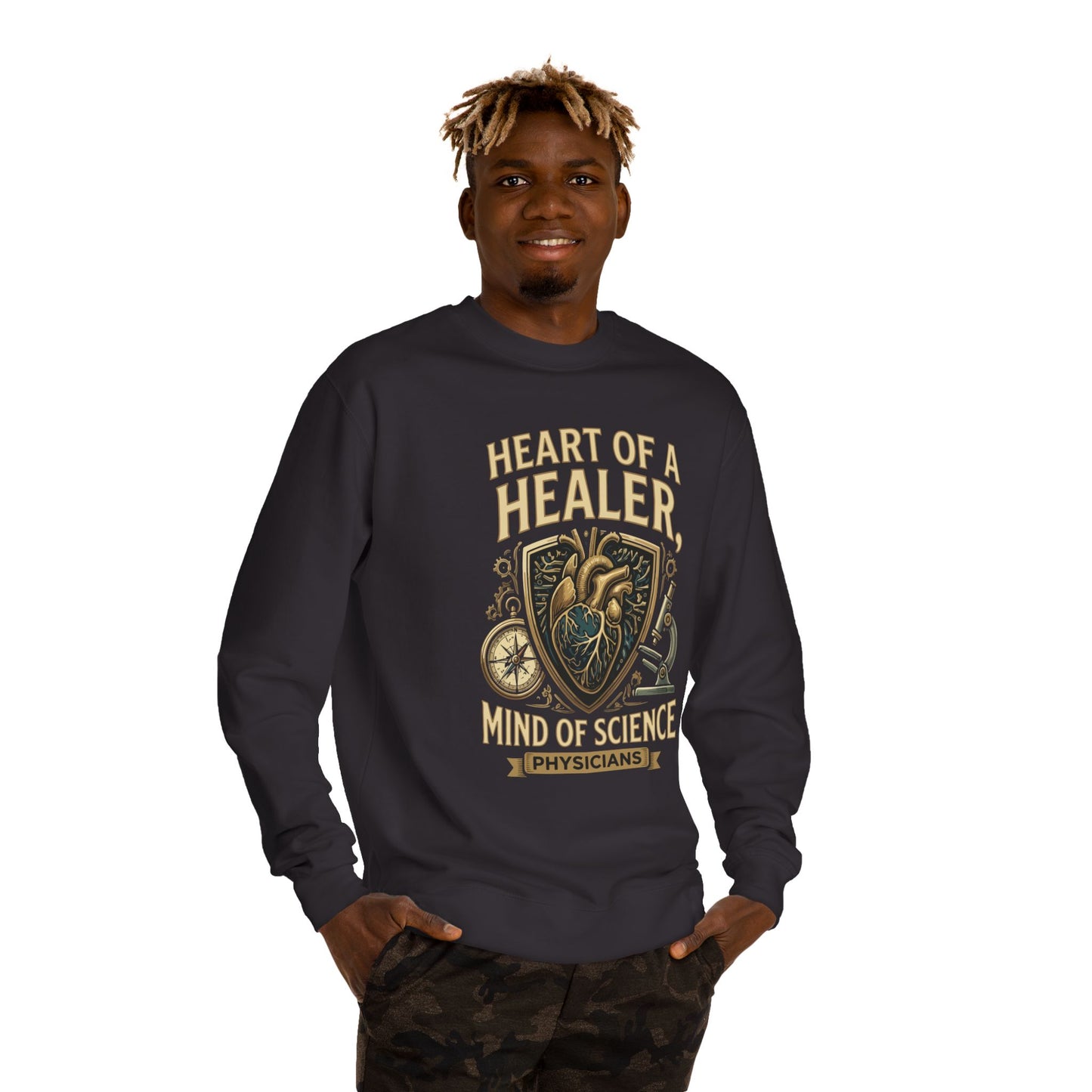 Physician Sweatshirt — "Heart of a Healer, Mind of Science" Medical Crewneck