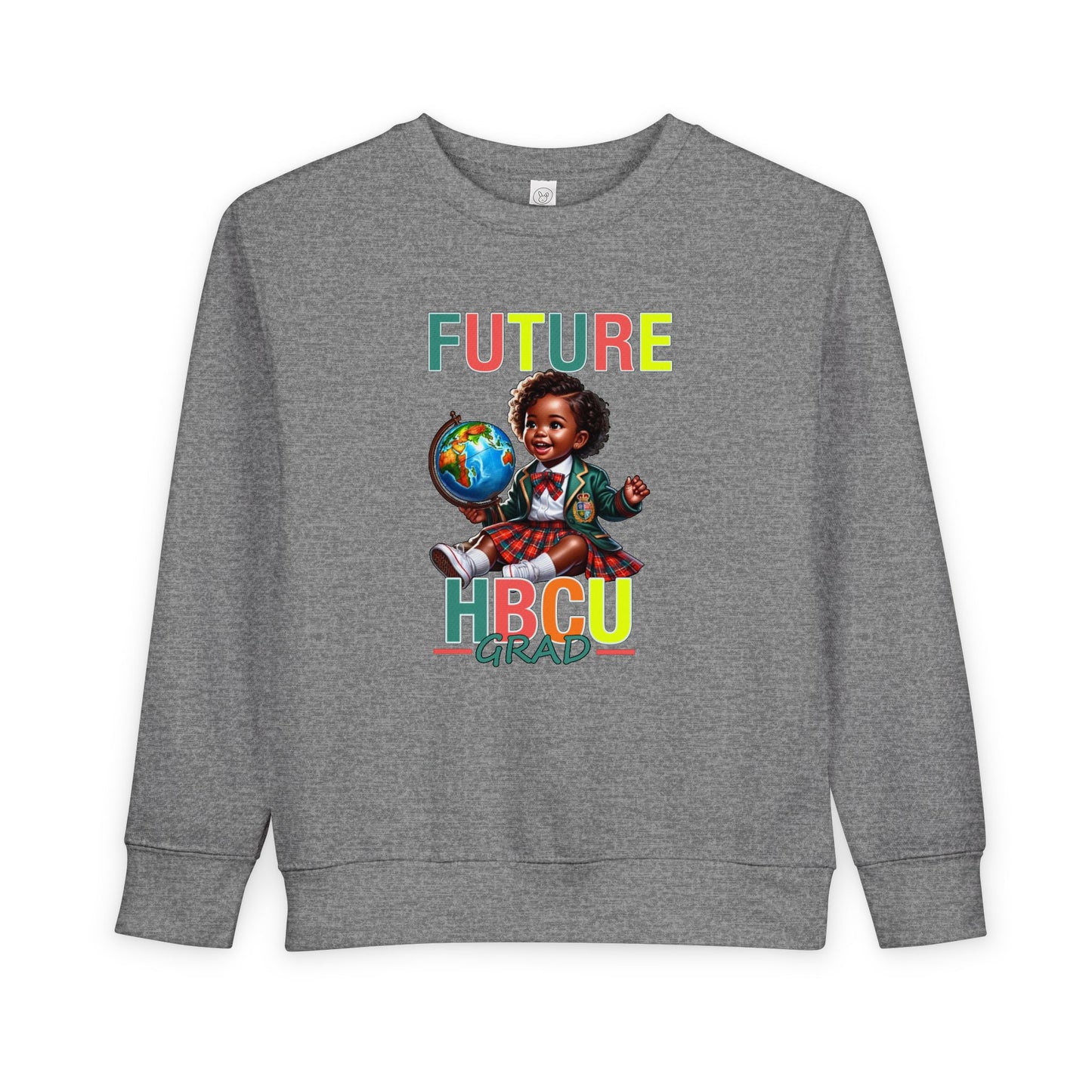 Future HBCU Grad Toddler Sweatshirt — Cute Black Girl Globe Design